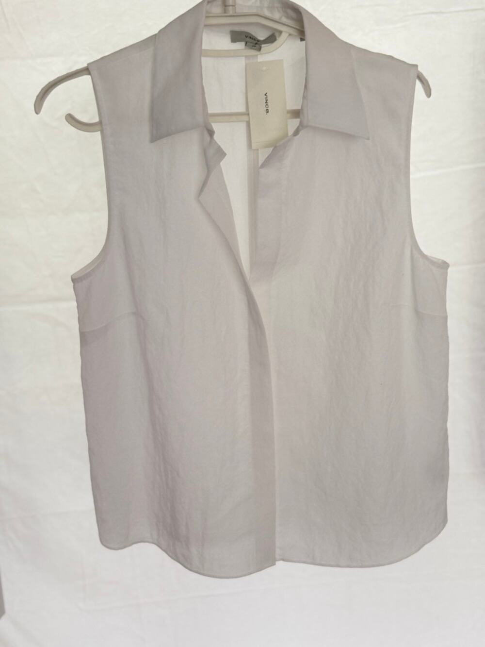 NWT Vince Off White Boxy Sleeveless Button Front Shirt S $268